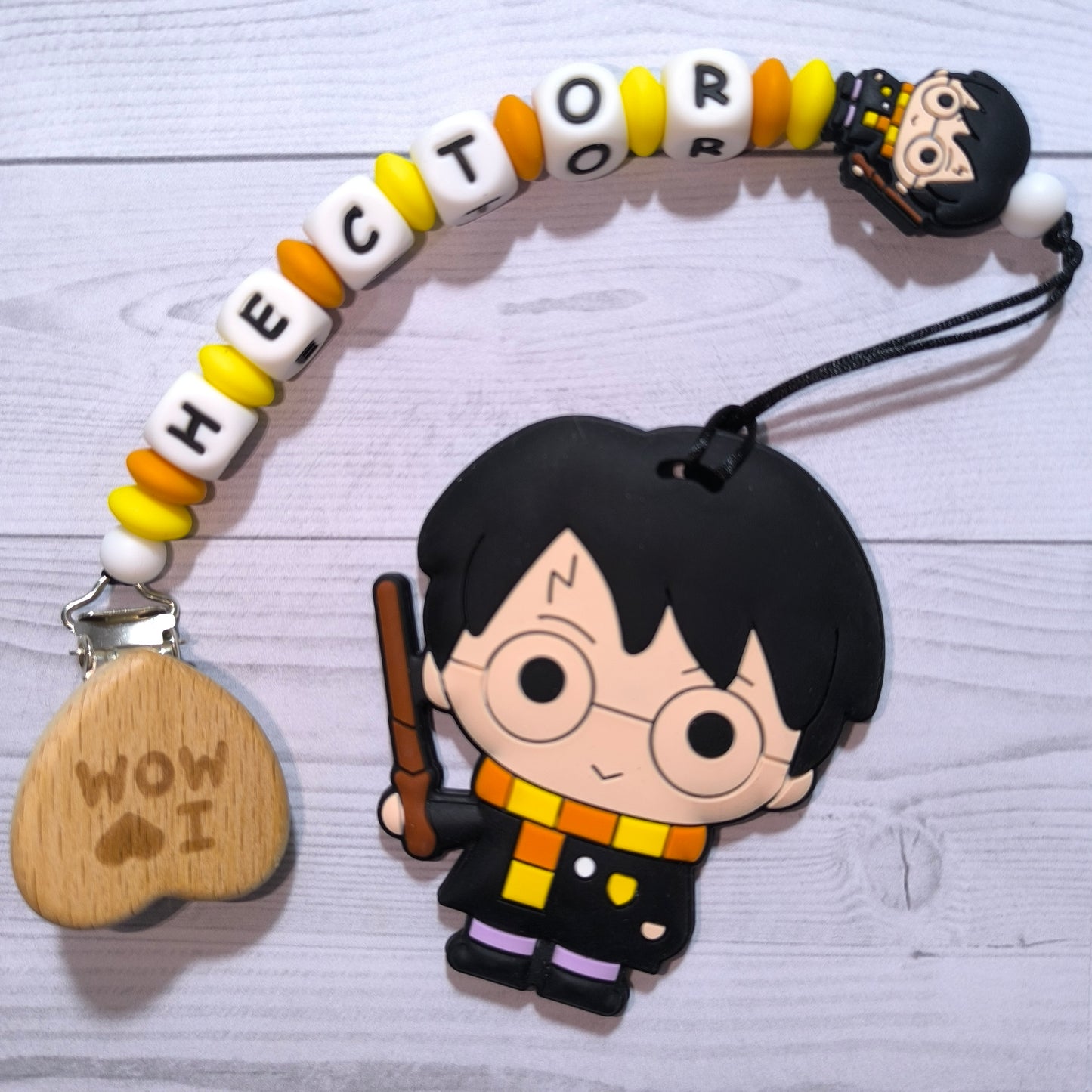 Chupetero + mordedor de Harry Potter con nombre.