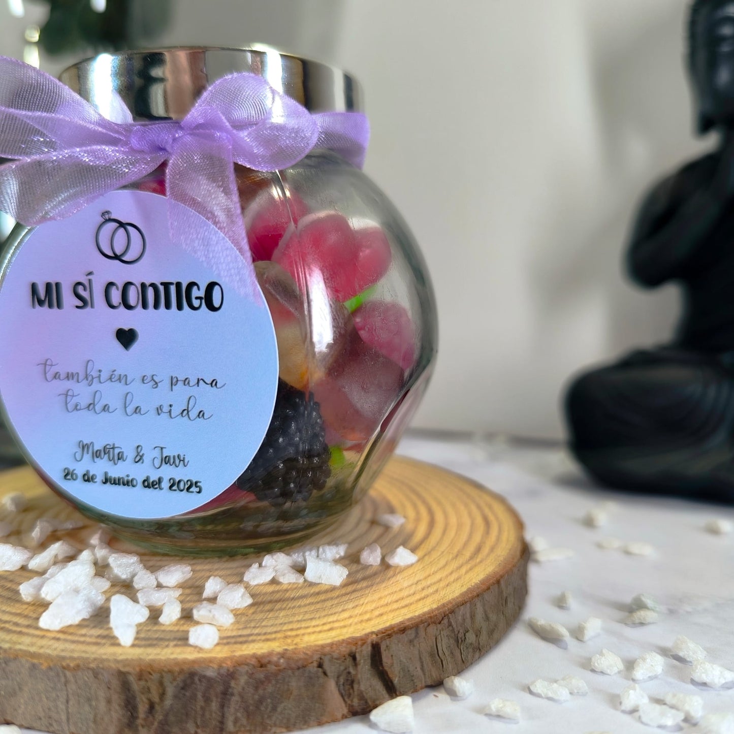 🍬 Bote de Chuches + Etiqueta Personalizada de Boda
