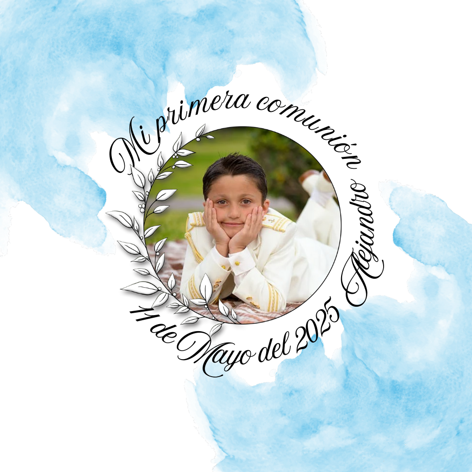 Llavero personalizado de comunión con foto, nombre y fecha + empaquetado a juego