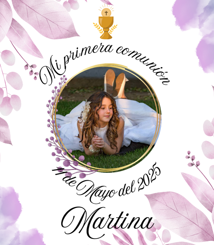 Bolsa de gominolas personalizada de comunión con foto, nombre y fecha