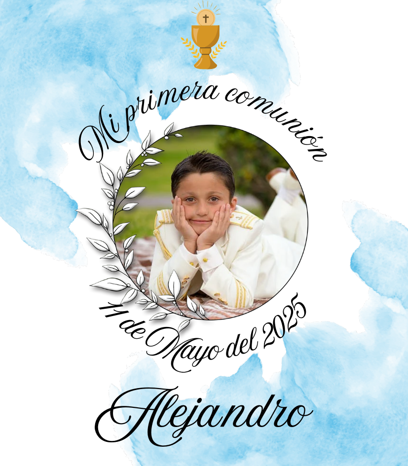 Taza personalizada de comunión con foto, nombre y fecha
