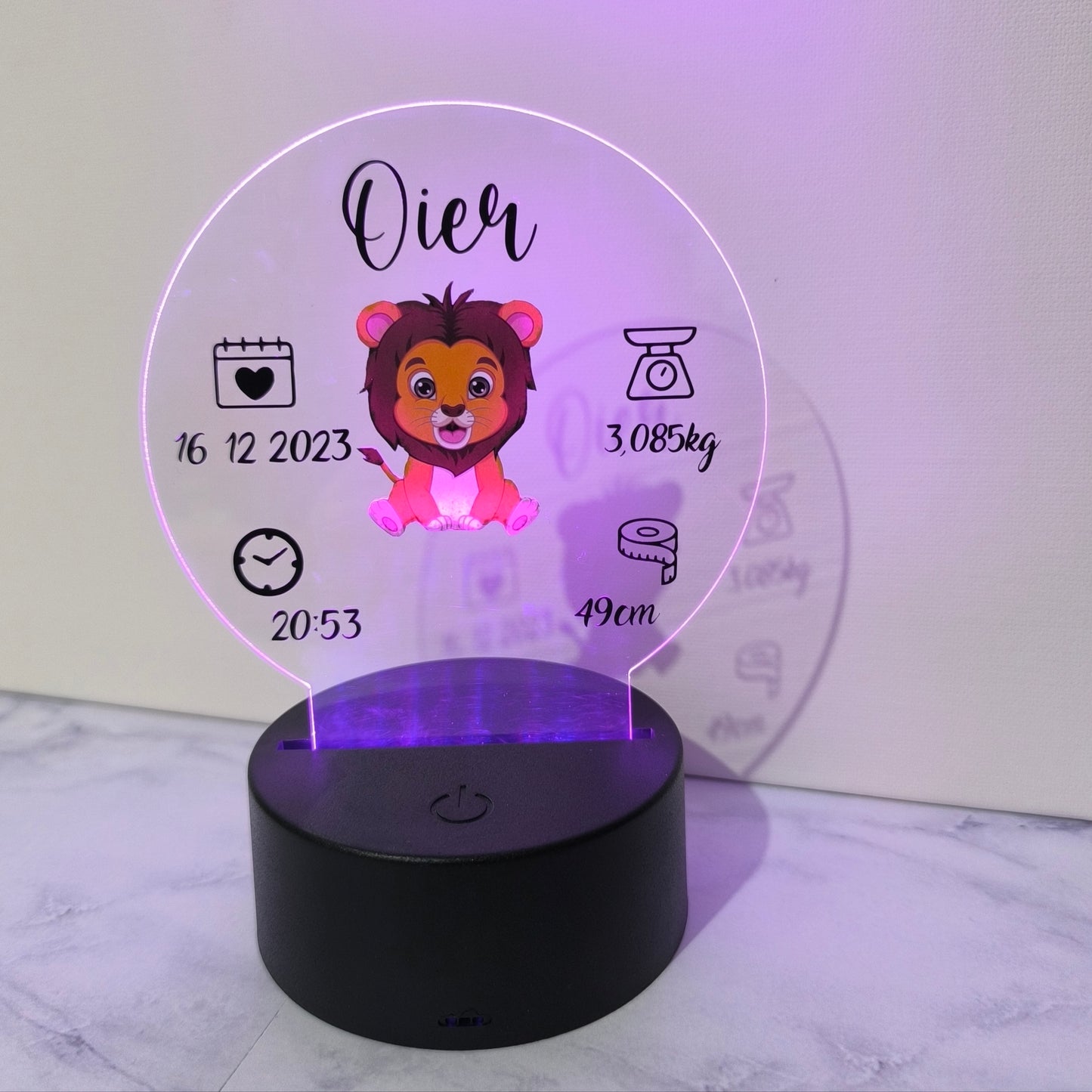 Lámpara natalicia personalizada – Dulces sueños para tu bebé