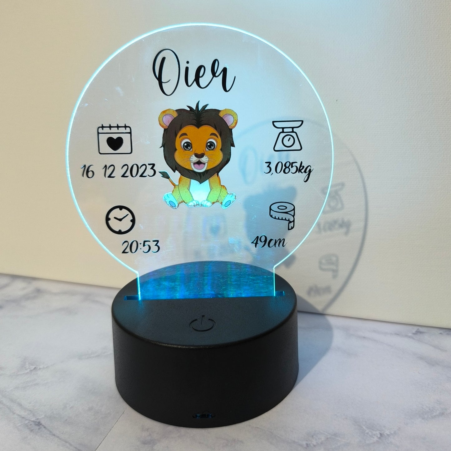 Lámpara natalicia personalizada – Dulces sueños para tu bebé