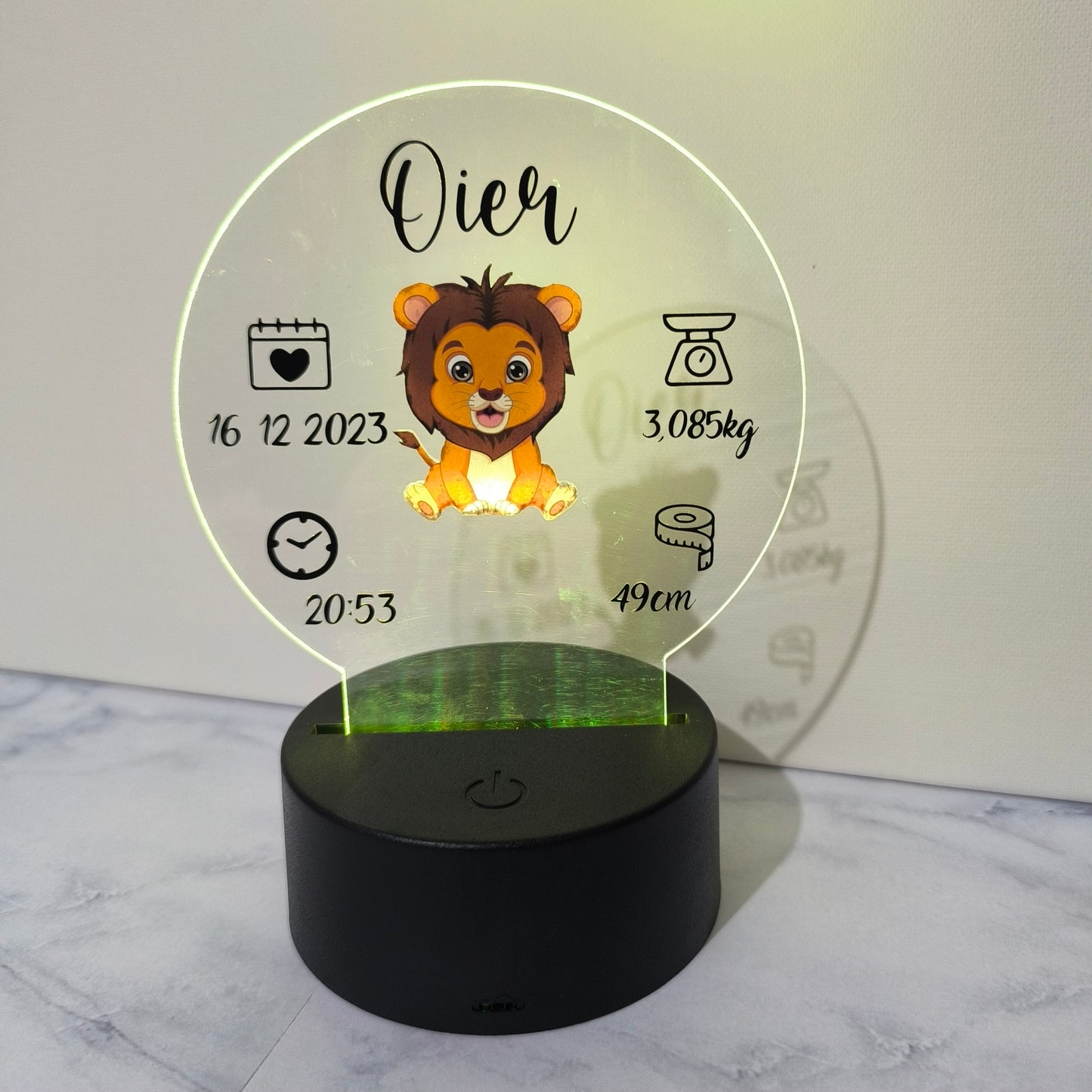 Lámpara natalicia personalizada – Dulces sueños para tu bebé