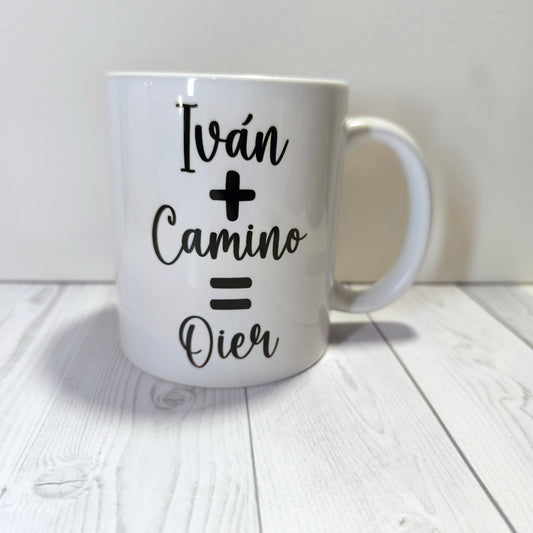 Taza personalizada con foto y frase.