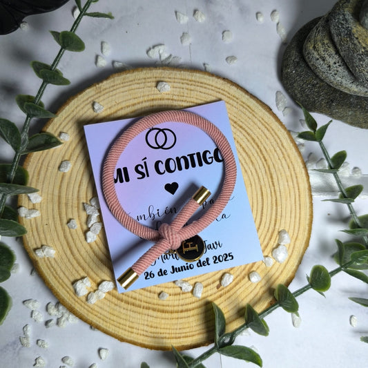 Pulsera personalizada con inicial + tarjeta de boda personalizada
