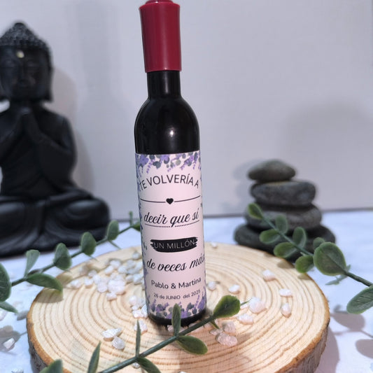 🍷 Abridor de Botellas en Forma de Botella + Etiqueta Personalizada de Boda