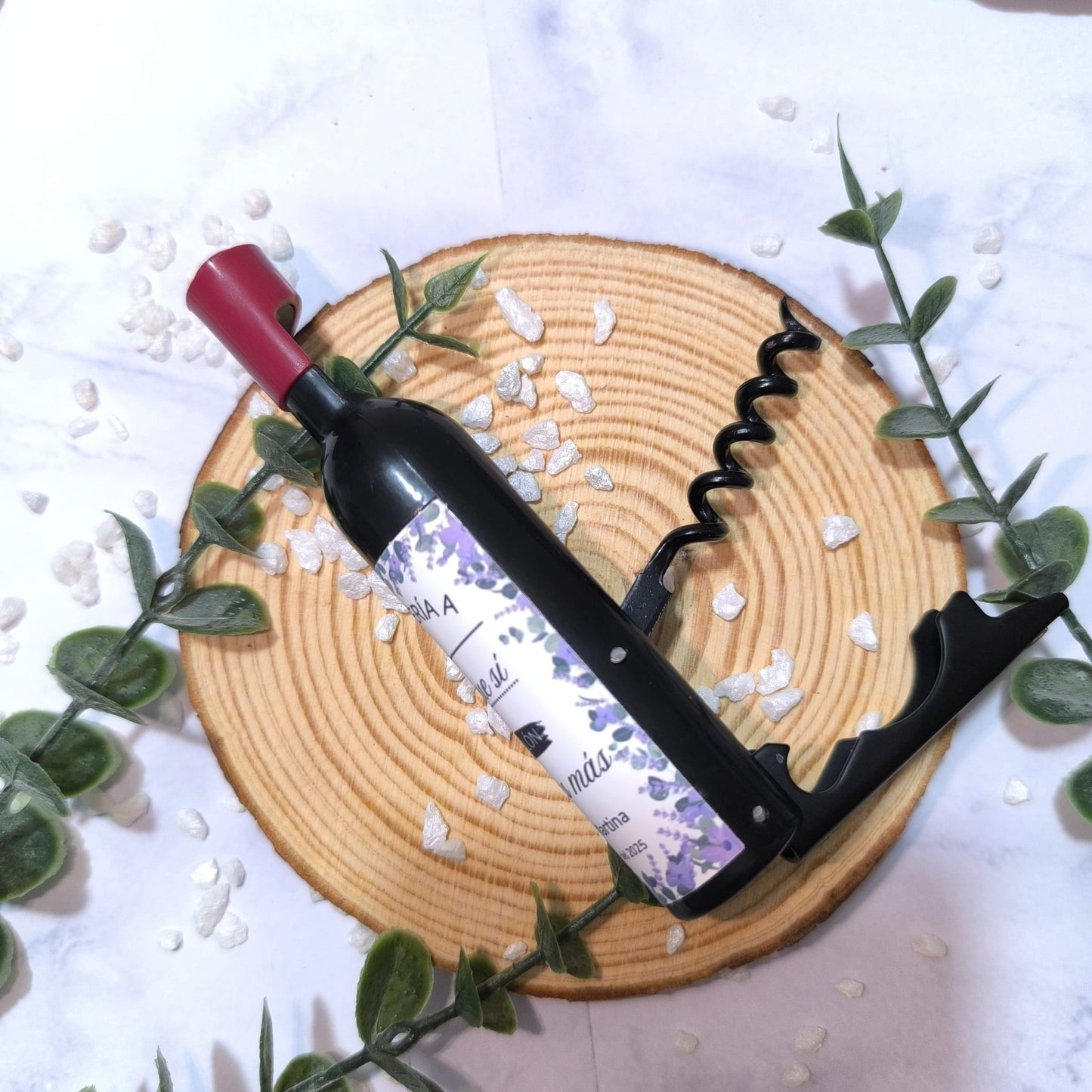 🍷 Abridor de Botellas en Forma de Botella + Etiqueta Personalizada de Boda