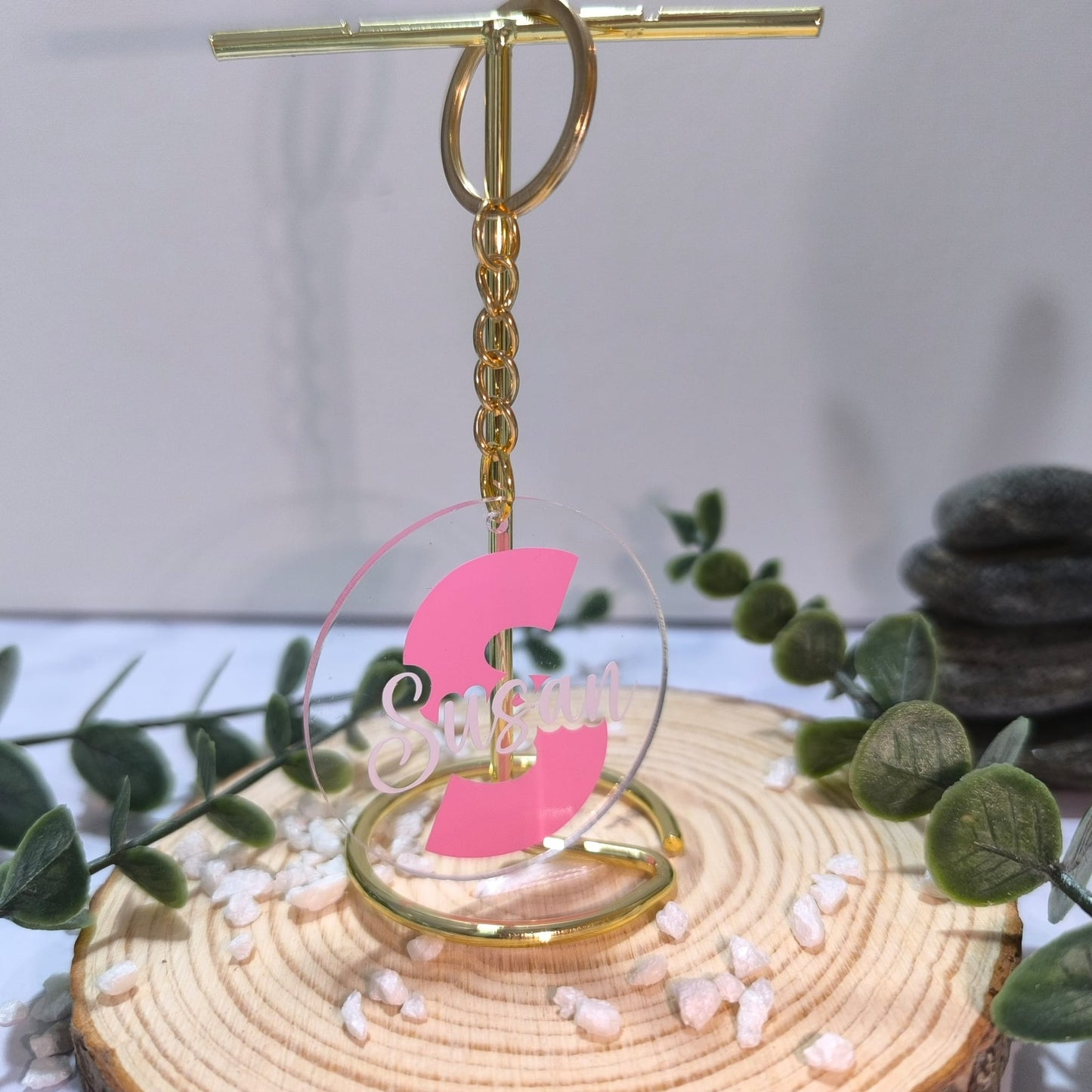 🔑 Llavero Personalizado con Inicial + Nombre + Tarjeta de Boda
