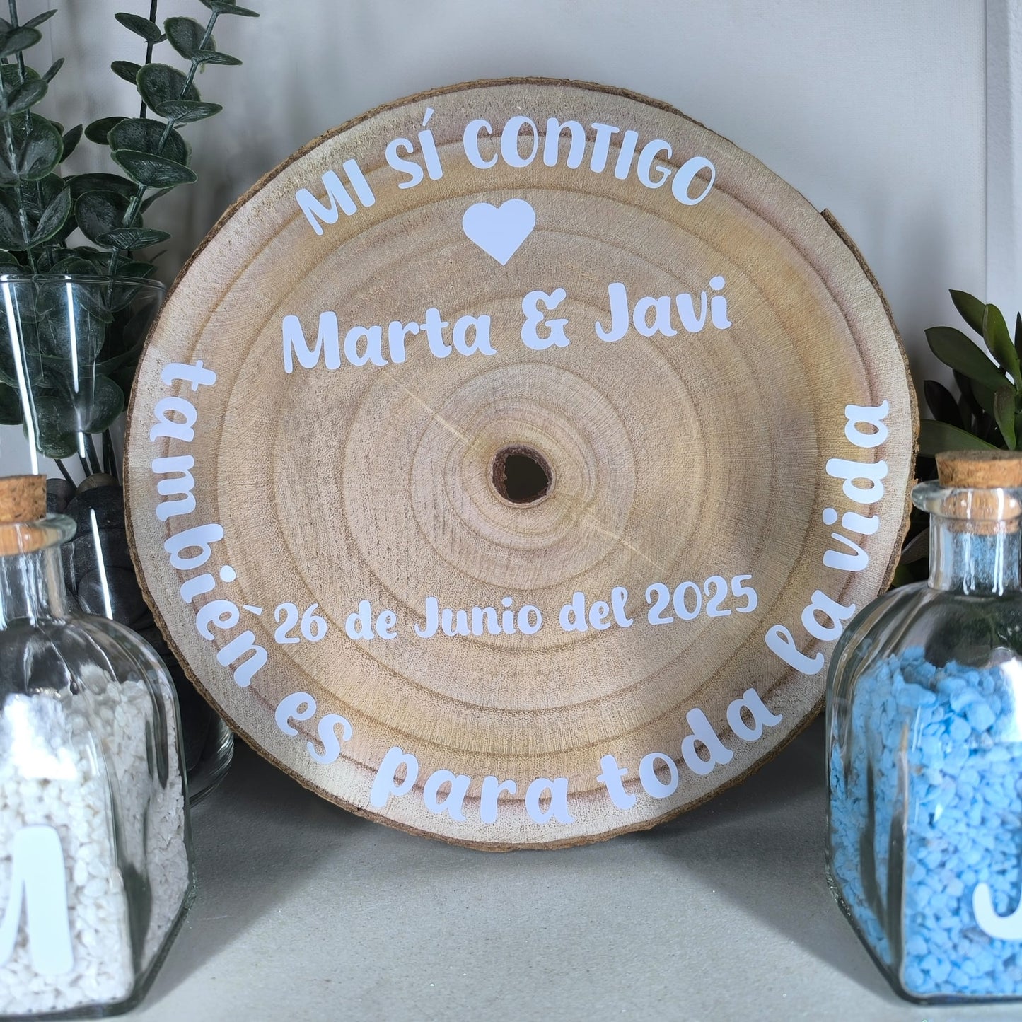 💞 Ritual de la Arena Personalizado – Con Base de Madera Natural