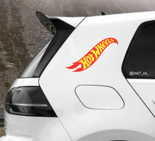 Vinilo decorativo Hot Wheels rojo y amarillo – Adhesivo premium para coche