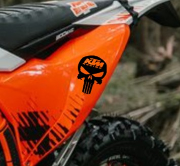 Vinilo KTM Racing Calavera para Moto (12 cm)– Alta calidad exterior